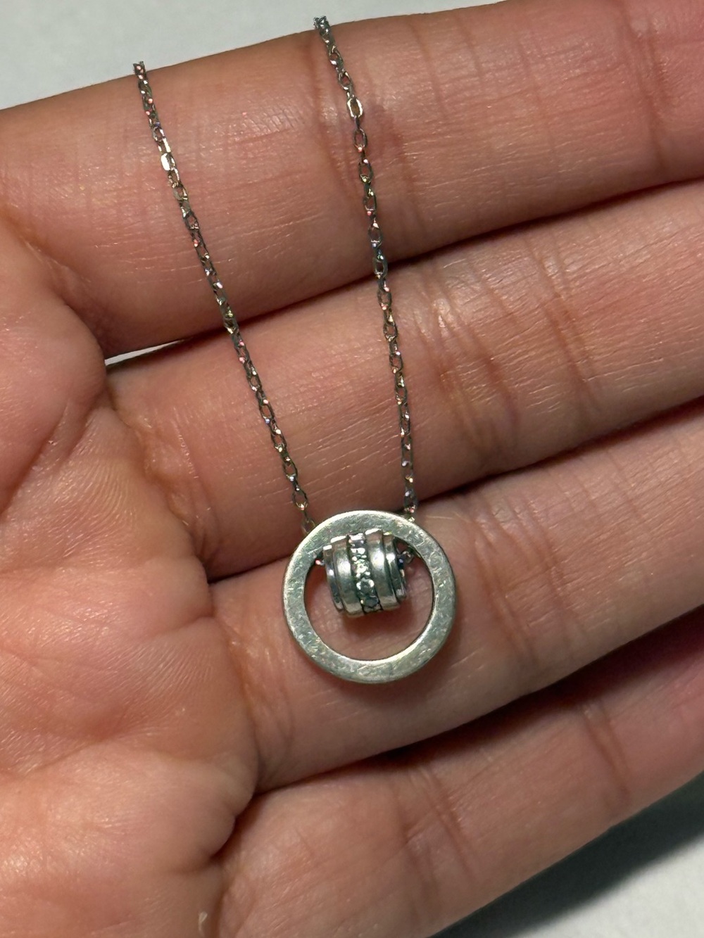 Sterling Silver Round Pendant Necklace